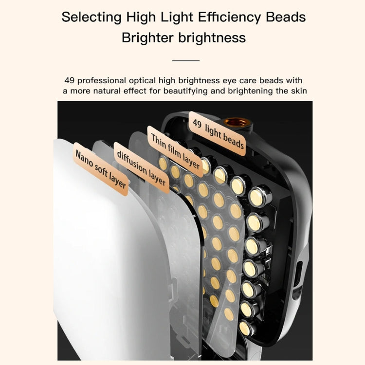 LED per telefono cellulare Live Beauty Fill Light Luce tascabile per fotocamera con ricarica USB, Black, White