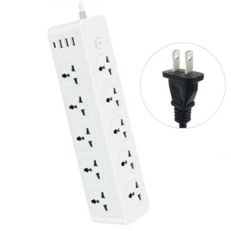 D15 2m 3000W 10 spine + PD + 3 porte USB Presa verticale con interruttore, UK Plug, EU Plug, Two-pin US Plug, Three-pin US Plug