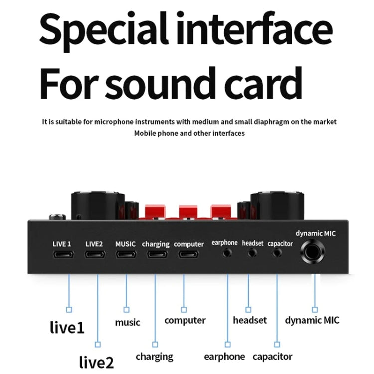 Microfono a condensatore audio Microfono da canto da studio, BM800+V8S Sound Card Set, BM800+V8 Sound Card Set