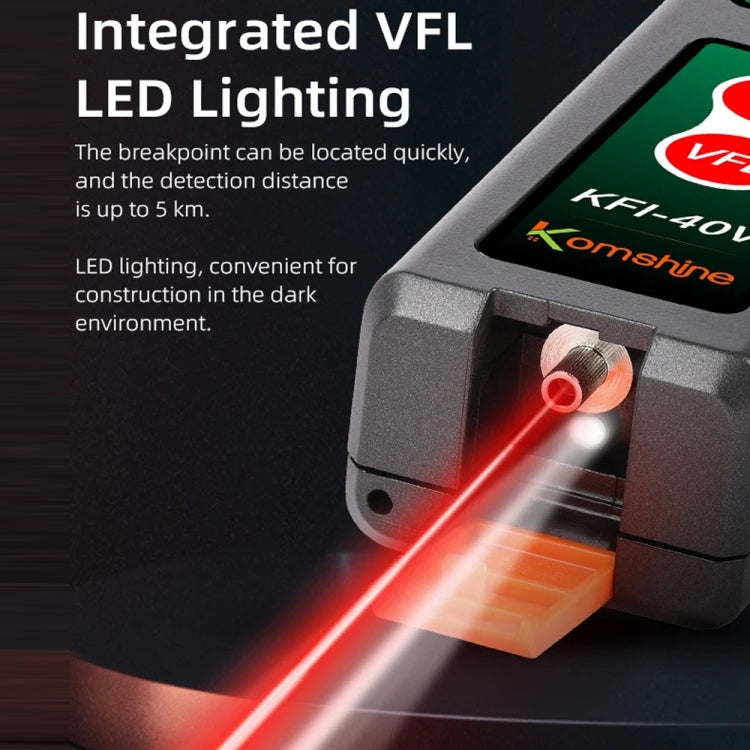Identificatore in fibra ottica Komshine Identificatore di direzione del segnale del cavo ottico con luce rossa VFL 10 mW, KFI-40V