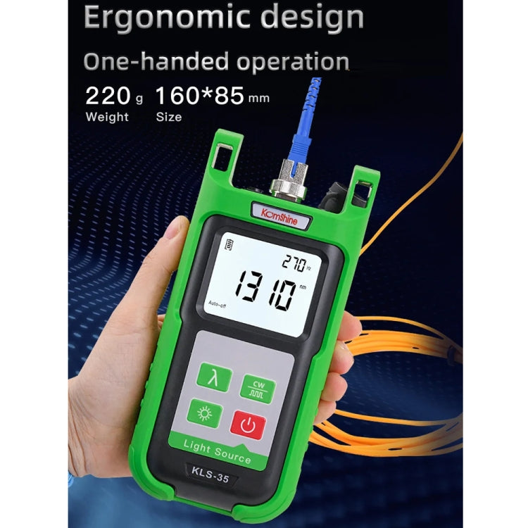 Tester portatile per fibra con sorgente di luce laser Komshine con retroilluminazione a LED, KLS-35-S, KLS-35-M, KLS-35-MS, KLS-35-PON