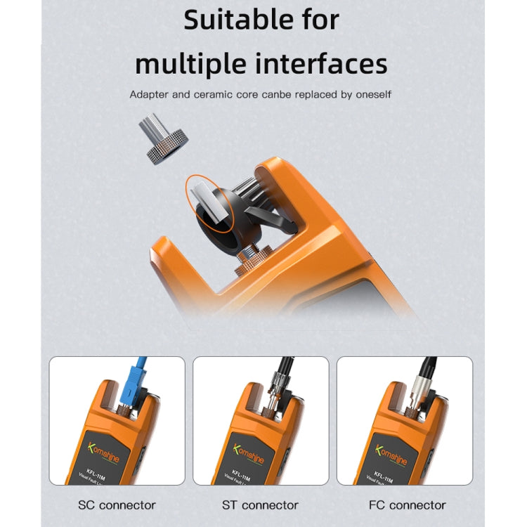 Penna per test in fibra ottica Komshine Mini a luce rossa, KFL-11M-10, KFL-11M-20, KFL-11M-30