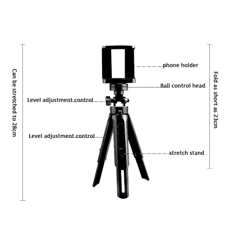 Treppiede portatile per telefono con fotocamera da tavolo con mini treppiede per selfie rimovibile con testa a sfera