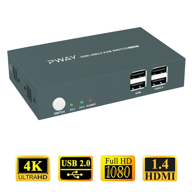 PWAY PW-S7201H Switch KVM HDMI 2 ingressi e 1 uscita Taglierina per schermo video HD 4K