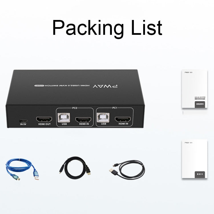 PWAY PW-S7201H Switch KVM HDMI 2 ingressi e 1 uscita Taglierina per schermo video HD 4K