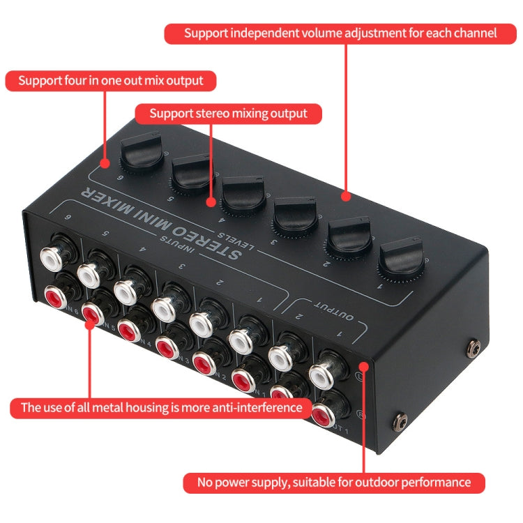 Controller mixer passivo a 6 canali con hub audio stereo, CX600