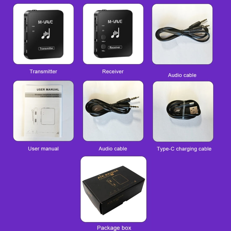 M-VAVE WP-10 Ricevitore trasmettitore con ritorno auricolare per monitor wireless 2 in 1, uno in uno, Transmitter+Receiver
