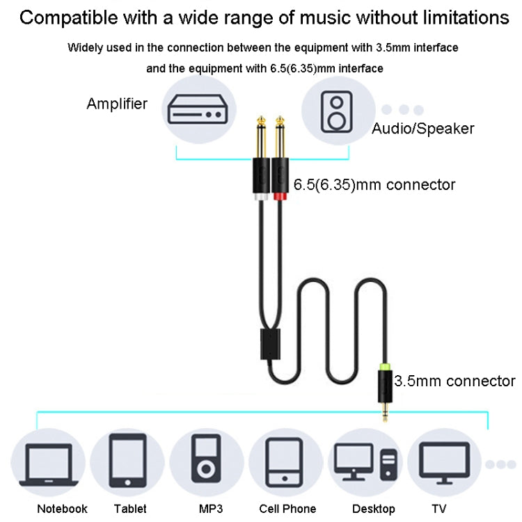 Cavo audio JINGHUA da 3,5 mm a doppio 6,5 mm Cavo audio amplificatore mixer a doppio canale 1 in 2, 0.5m, 1.5m, 3m, 5m, 10m