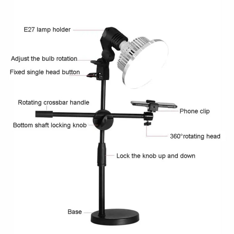 Luce di riempimento a fungo + kit supporto fotografico da tavolo per foto/video, 90W 155mm, 80W 120mm