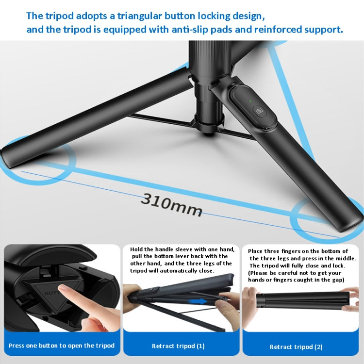 Treppiede per selfie stick allungabile per telefono magnetico da 1,5 m con telecomando wireless, ws-22001- 4