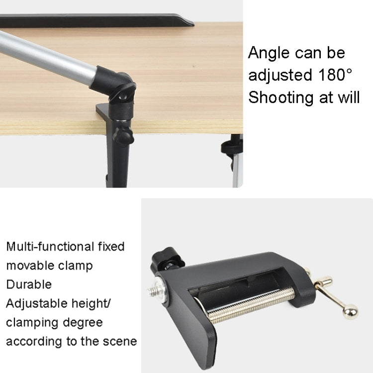 Supporto per foto da soffitto con tubo in alluminio per telefono cellulare con asta telescopica per streaming live con clip a C per telefono cellulare, Bracket+Phone Clip