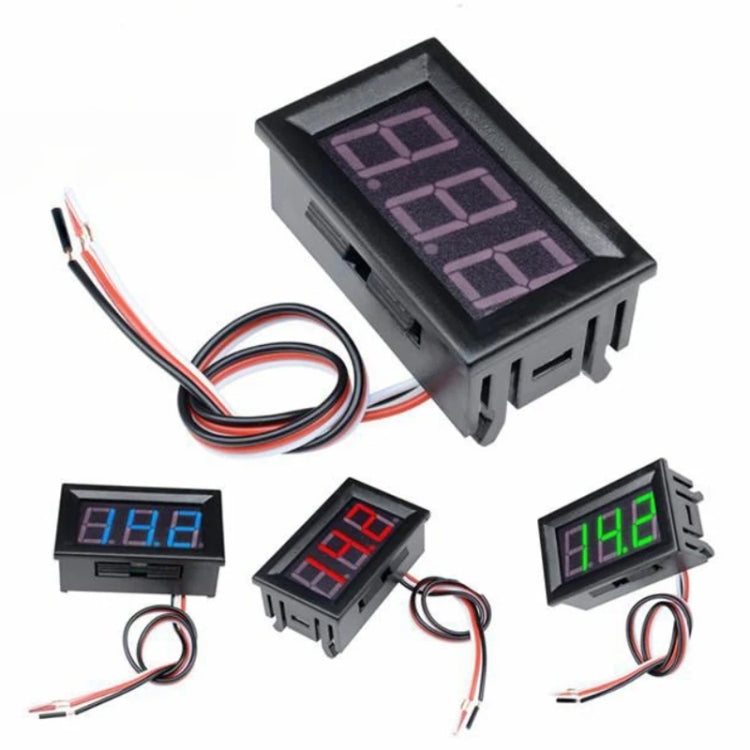 Terminale voltmetro CC a 3 fili 0V-30V Accessori voltmetro digitale LED da 0,56 pollici Protezione connessione inversa, Red, Blue, Green