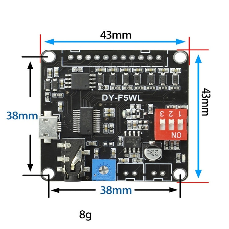 Modulo audio personalizzato con controllo della riproduzione vocale MP3 da 5 W e archiviazione da 32 M, F5WL