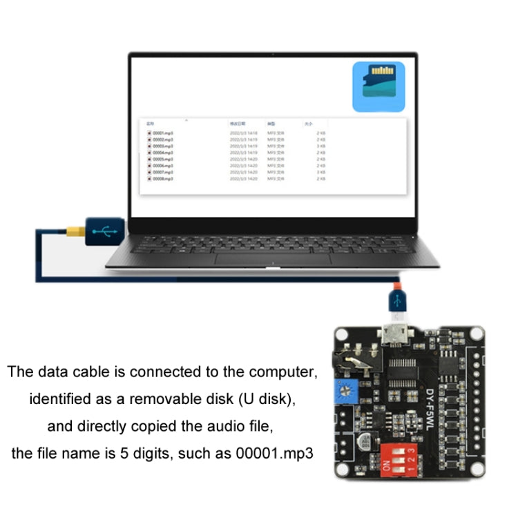 Modulo audio personalizzato con controllo della riproduzione vocale MP3 da 5 W e archiviazione da 32 M, F5WL