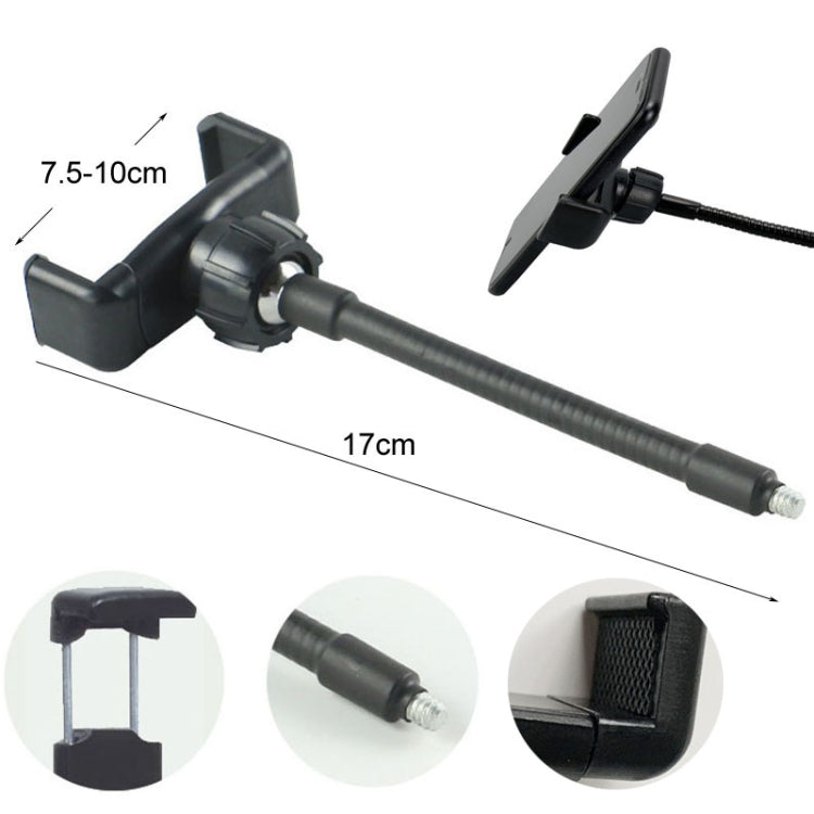 Live Beauty Ring Light Clip per telefono Teste rotanti a 360° Supporto per fascetta stringitubo, 360 Rotating Heads Hose Clamp Stand