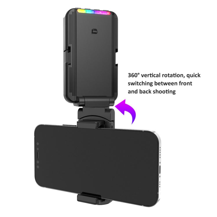 Lampada fotografica RGB a luce di riempimento con clip per telefono pieghevole nascosta e interfaccia Cold Shoe, F-615