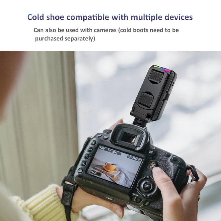 Lampada fotografica RGB a luce di riempimento con clip per telefono pieghevole nascosta e interfaccia Cold Shoe, F-615