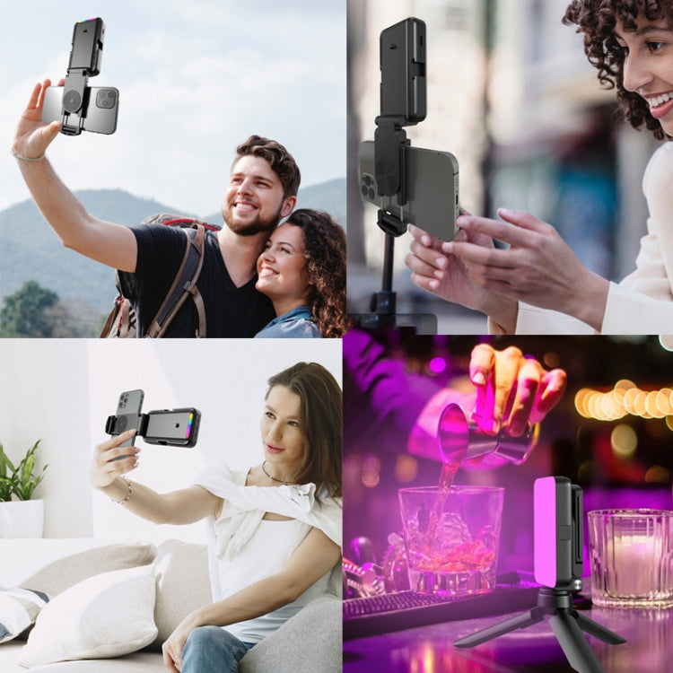 Lampada fotografica RGB a luce di riempimento con clip per telefono pieghevole nascosta e interfaccia Cold Shoe, F-615
