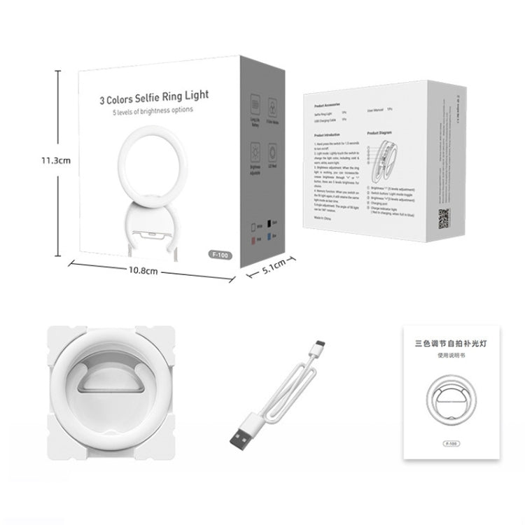 Lampada per schermo sbloccata con clip a mezzo anello, luce di riempimento per telefono cellulare da 10 cm, F-100 Pink, F-100 White, F-100 Black