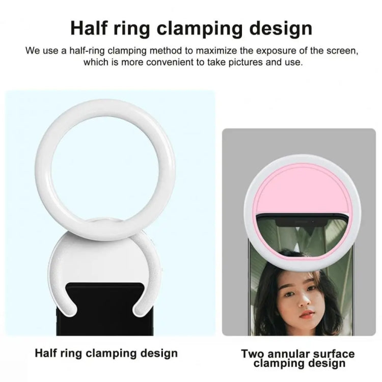 Lampada per schermo sbloccata con clip a mezzo anello, luce di riempimento per telefono cellulare da 10 cm, F-100 Pink, F-100 White, F-100 Black