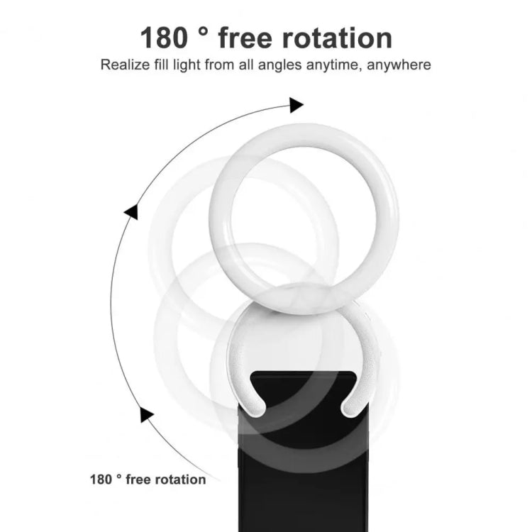 Lampada per schermo sbloccata con clip a mezzo anello, luce di riempimento per telefono cellulare da 10 cm, F-100 Pink, F-100 White, F-100 Black