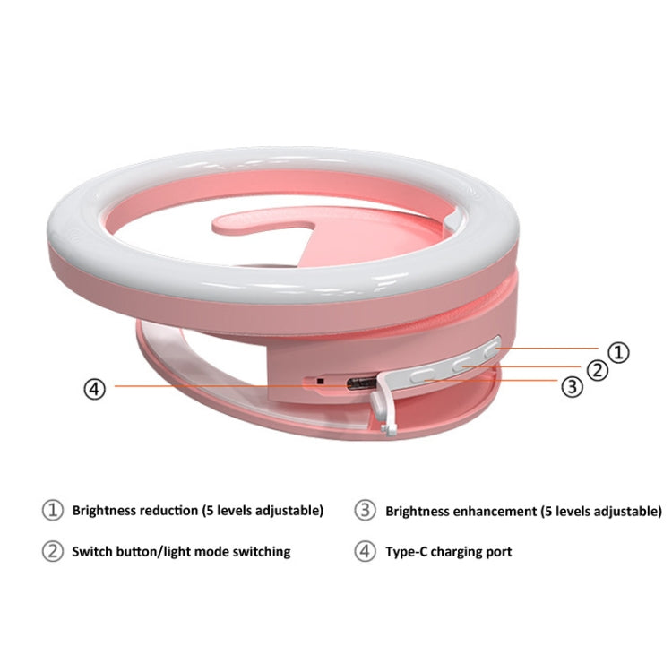 Lampada per schermo sbloccata con clip a mezzo anello, luce di riempimento per telefono cellulare da 10 cm, F-100 Pink, F-100 White, F-100 Black