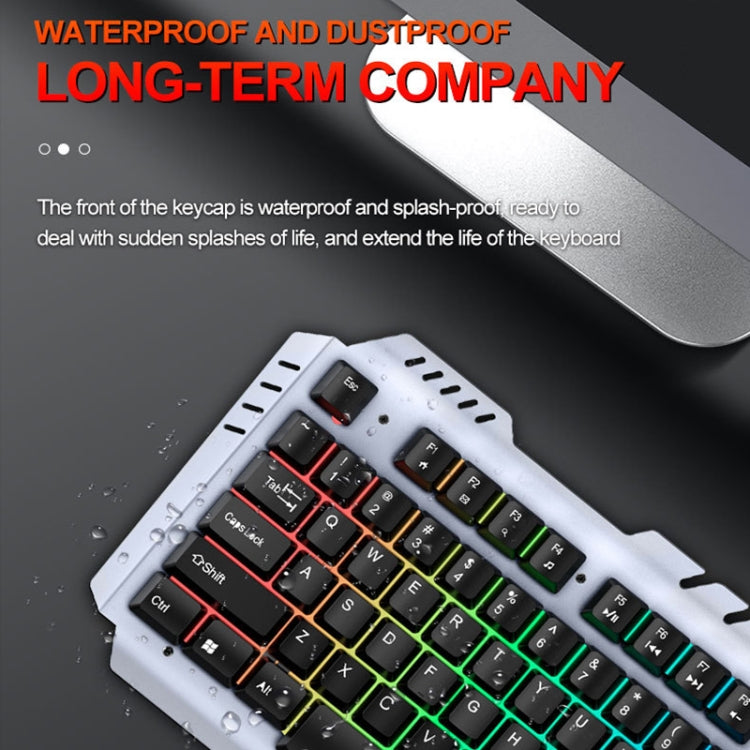 T-WOLF Tastiera cablata da gioco con piastra metallica con effetti di luce fantastici con supporto per telefono, T16