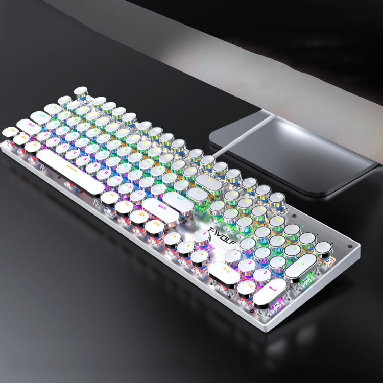 T-WOLF T75 Tastiera meccanica cablata per giochi per computer con luce RGB regolabile a 104 tasti