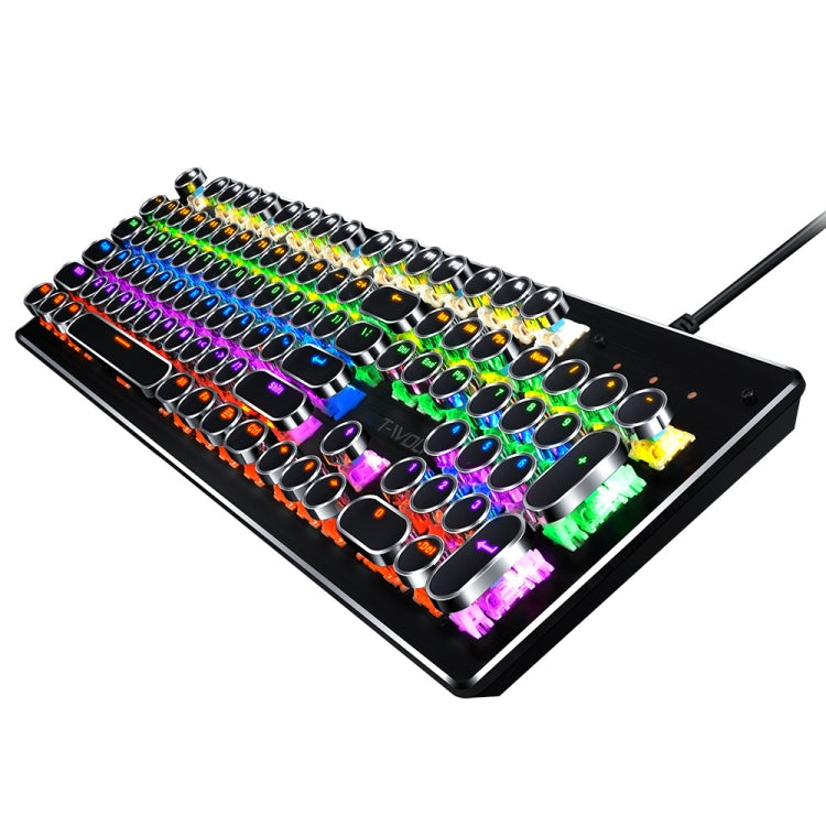 T-WOLF T75 Tastiera meccanica cablata per giochi per computer con luce RGB regolabile a 104 tasti