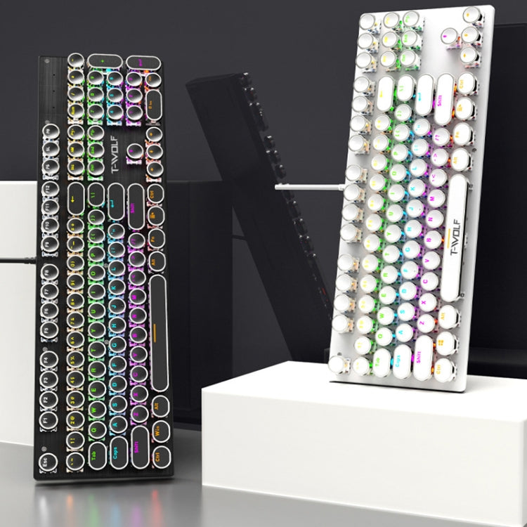 T-WOLF T75 Tastiera meccanica cablata per giochi per computer con luce RGB regolabile a 104 tasti