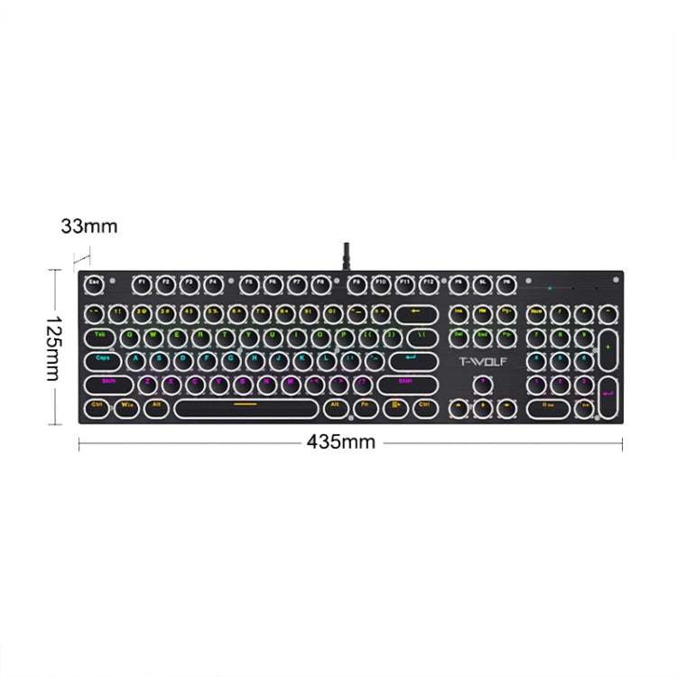 T-WOLF T75 Tastiera meccanica cablata per giochi per computer con luce RGB regolabile a 104 tasti