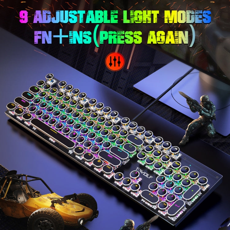 T-WOLF T75 Tastiera meccanica cablata per giochi per computer con luce RGB regolabile a 104 tasti