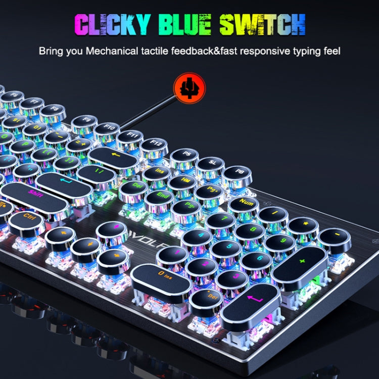 T-WOLF T75 Tastiera meccanica cablata per giochi per computer con luce RGB regolabile a 104 tasti