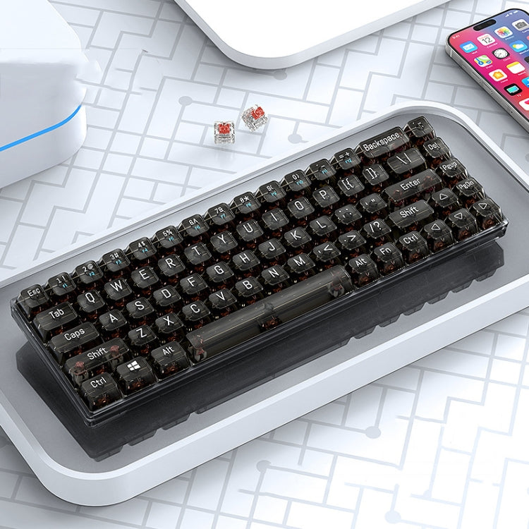 T-WOLF T40 Tastiera meccanica trasparente da gioco per ufficio a luce mista RGB a 68 tasti