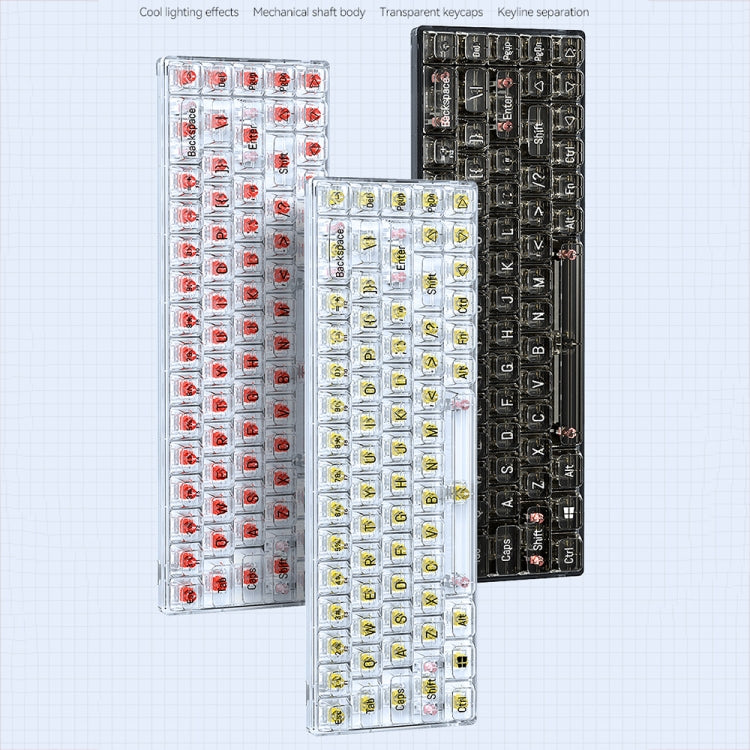 T-WOLF T40 Tastiera meccanica trasparente da gioco per ufficio a luce mista RGB a 68 tasti