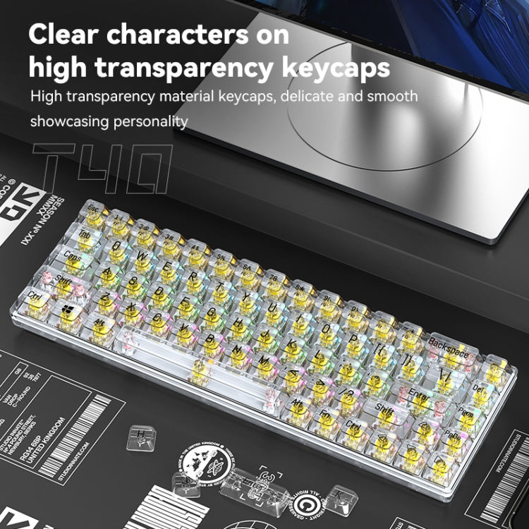T-WOLF T40 Tastiera meccanica trasparente da gioco per ufficio a luce mista RGB a 68 tasti