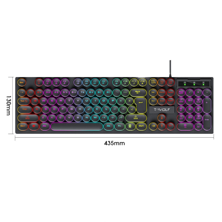 T-WOLF T80 Tastiera retrò punk cablata da gioco da ufficio illuminata RGB da 104 tasti, Black, Pink, White