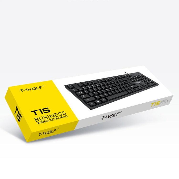 Tastiera cablata T-WOLF a 104 tasti USB per computer, casa e ufficio, T15