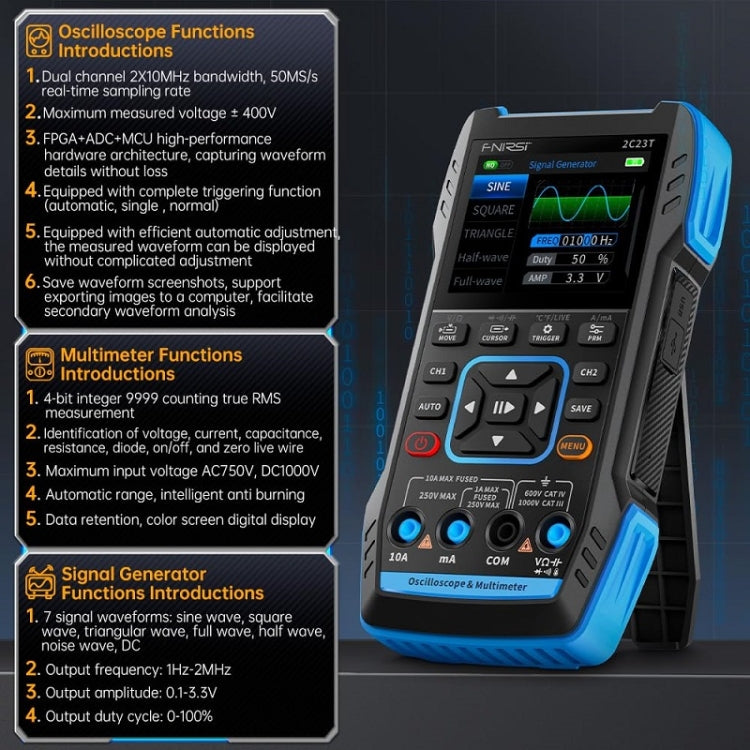 Multimetro a doppio canale con oscilloscopio digitale portatile 3 in 1, 2C23T Standard, 2C23T Upgrade