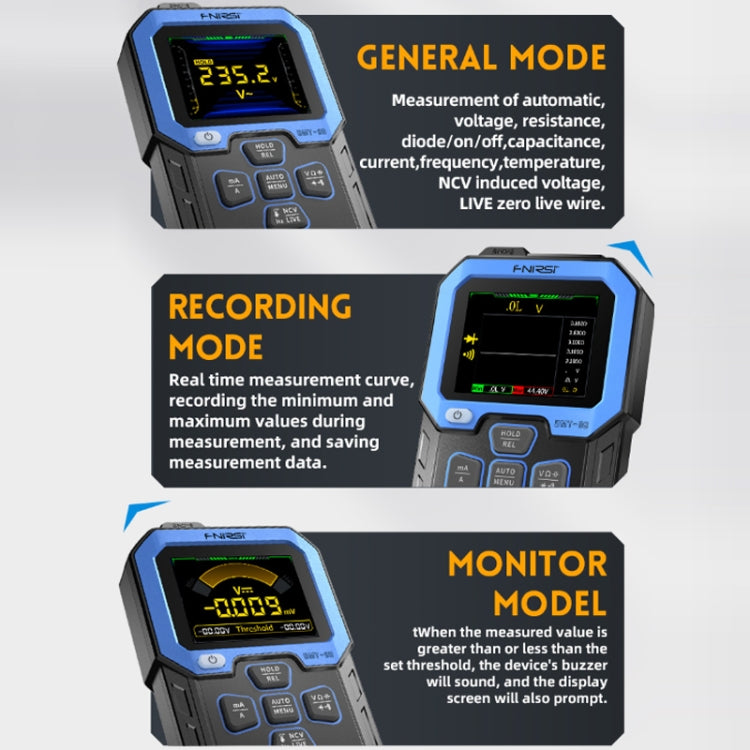 FNIRSI Multimetro intelligente ad alta precisione con display digitale completamente automatico, DMT-99