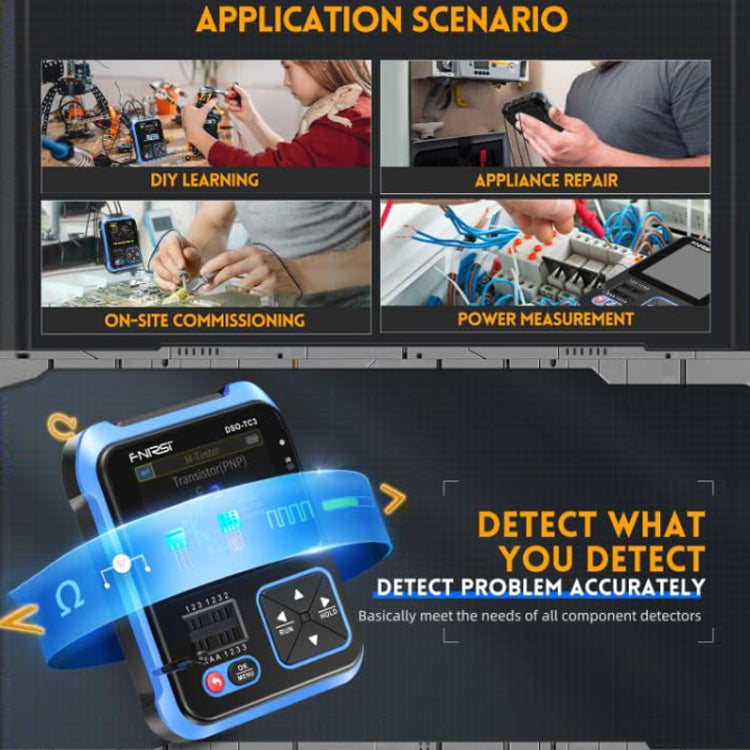 Tester per transistor LCR per oscilloscopio digitale portatile 3 in 1 FNIRSI, DSO-TC3 Standard, DSO-TC3 Upgrade