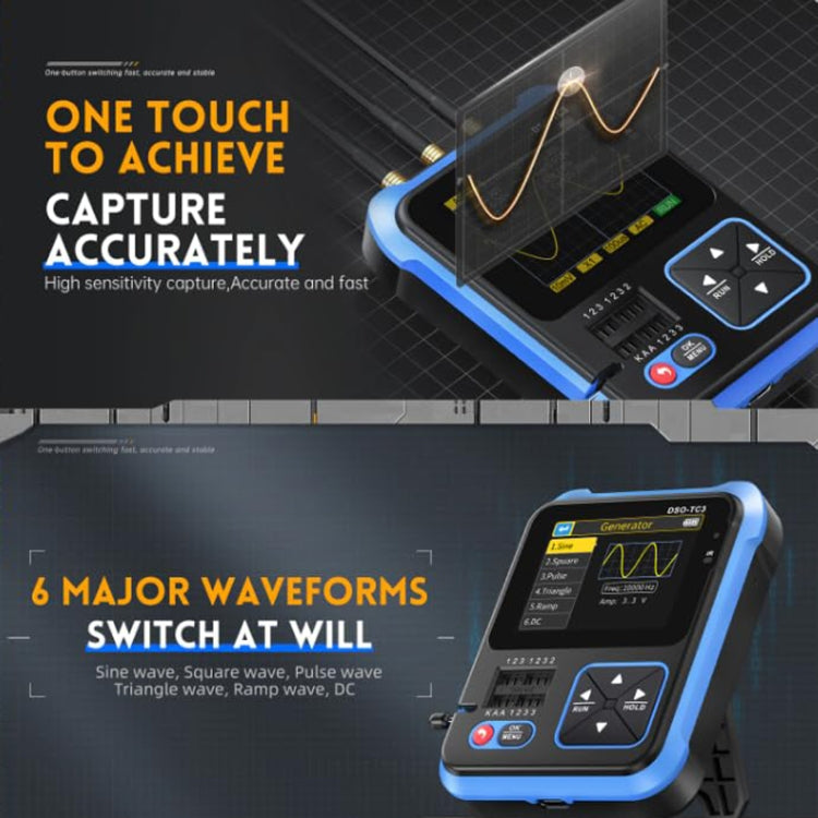 Tester per transistor LCR per oscilloscopio digitale portatile 3 in 1 FNIRSI, DSO-TC3 Standard, DSO-TC3 Upgrade