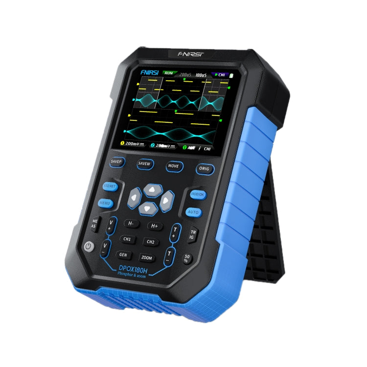 FNIRSI Oscilloscopio digitale a doppio canale portatile piccolo a fluorescenza 2 in 1, spina americana, Yellow, Blue
