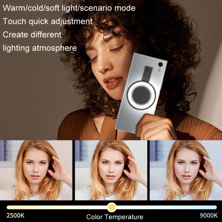 Lampada tascabile per foto portatile con luce di riempimento magnetica per telefono cellulare, White, Black