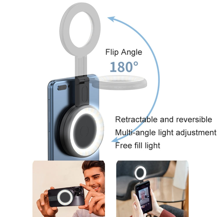 Lampada tascabile per foto portatile con luce di riempimento magnetica per telefono cellulare, White, Black