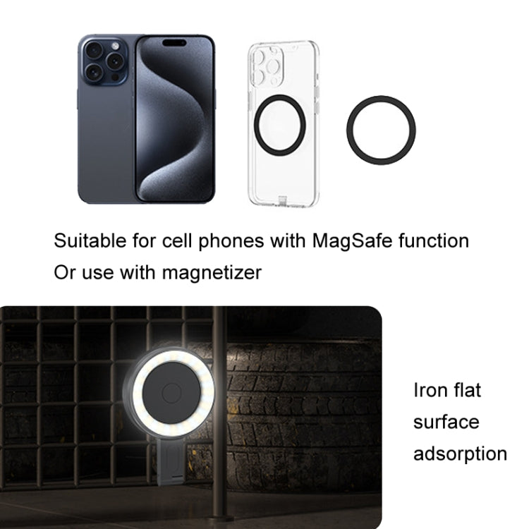 Lampada tascabile per foto portatile con luce di riempimento magnetica per telefono cellulare, White, Black