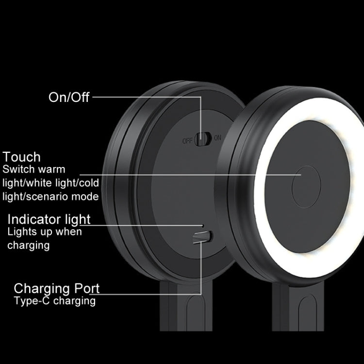 Lampada tascabile per foto portatile con luce di riempimento magnetica per telefono cellulare, White, Black