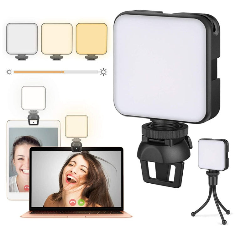 Lampada tascabile per fotografia con luce di riempimento dal vivo per videoconferenze W64 64LED, Clip Set, Clip+Tripod Set