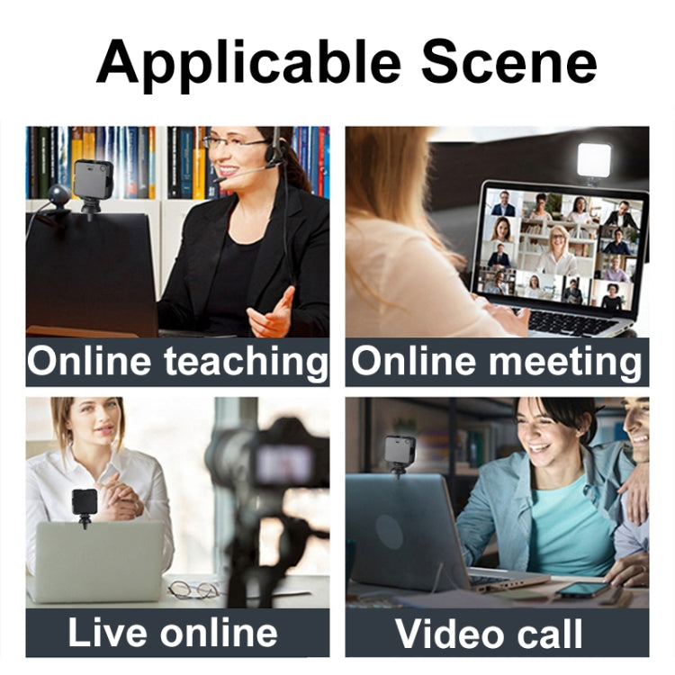 Lampada tascabile per fotografia con luce di riempimento dal vivo per videoconferenze W64 64LED, Clip Set, Clip+Tripod Set