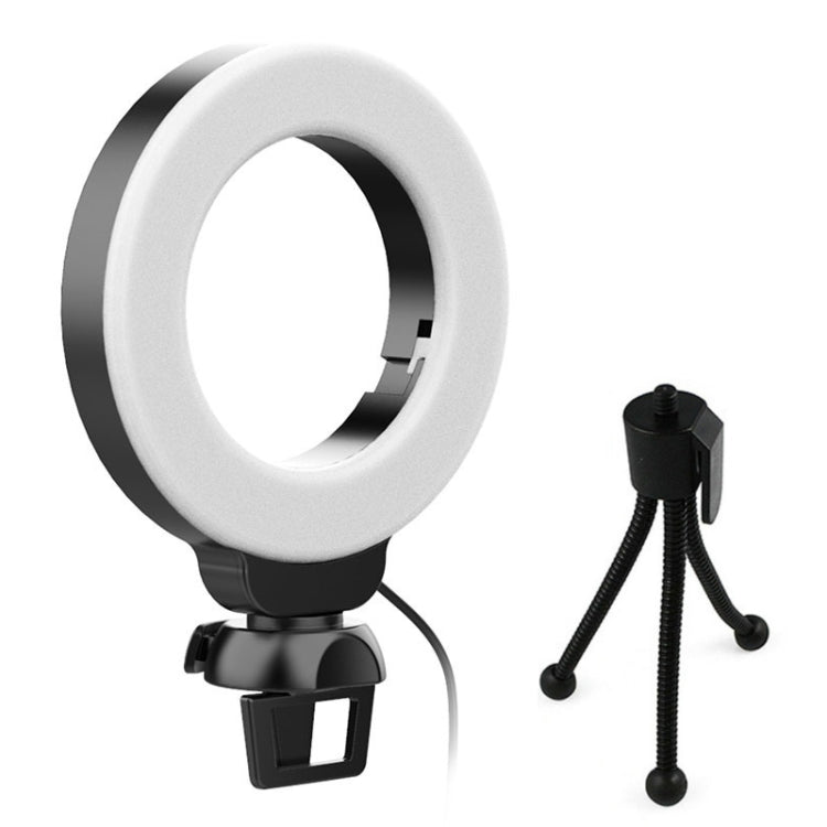 YRing48 Luce di riempimento dell'anello di bellezza dal vivo per videoconferenza con videocamera per laptop da 4 pollici e 48 LED, Clip Set, Clip with Tripod